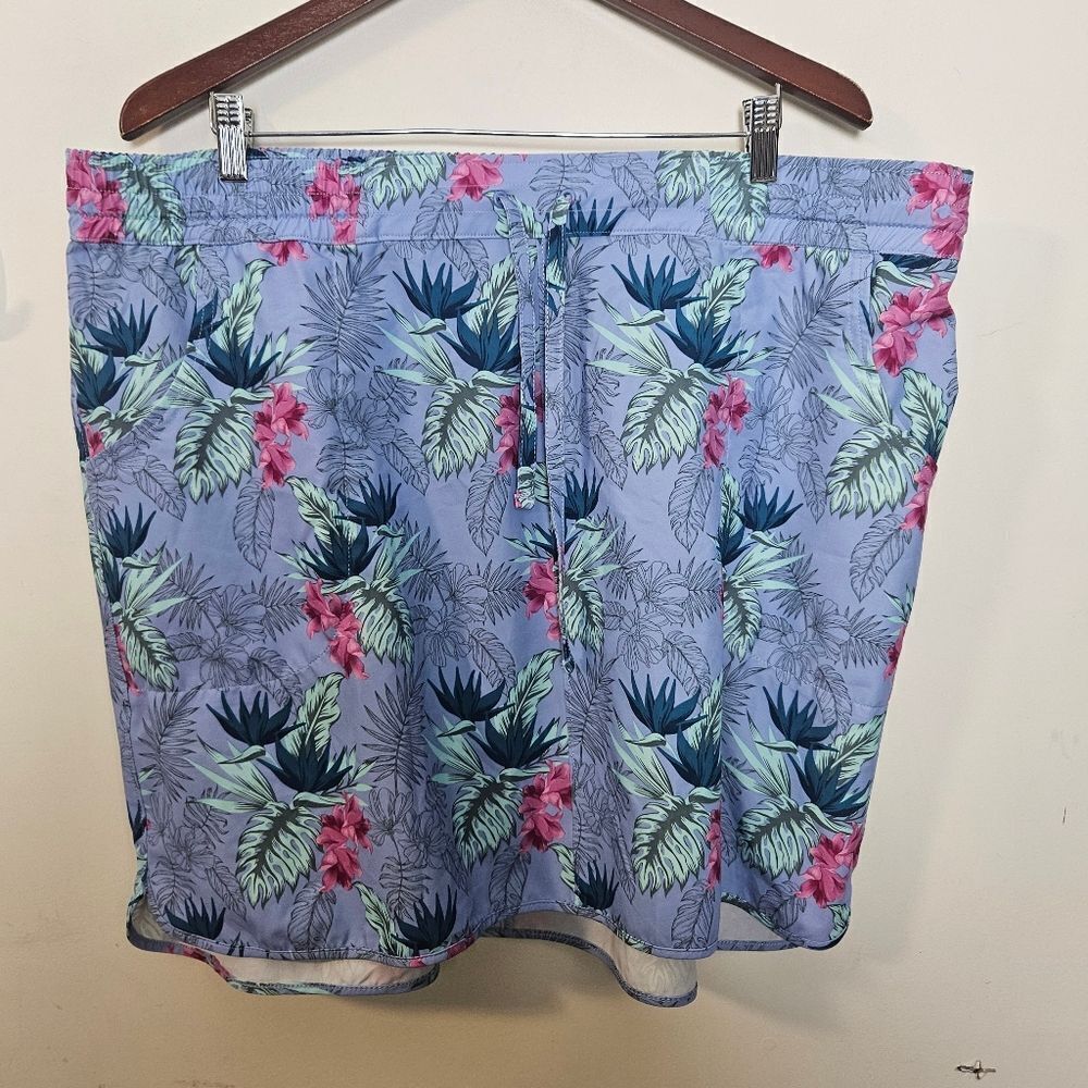 Duluth Trading Co Tropical Swim Skirt Cover Up With Zippered Pockets Size XXL
